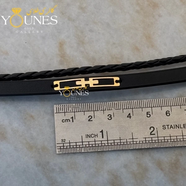 دستبند طلا چرم مردانه هرمس L135